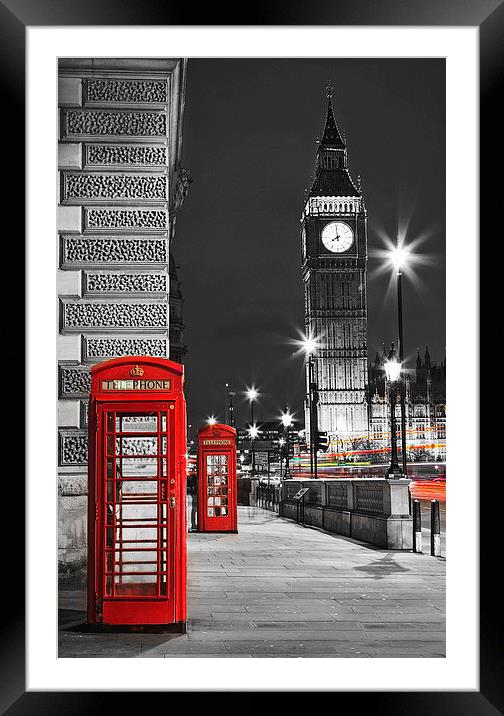 Londons Telephone Boxes Framed Mounted Print by Adam Payne