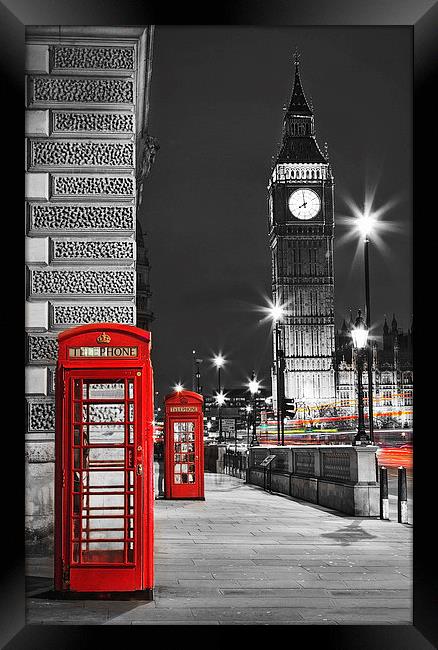 Londons Telephone Boxes Framed Print by Adam Payne