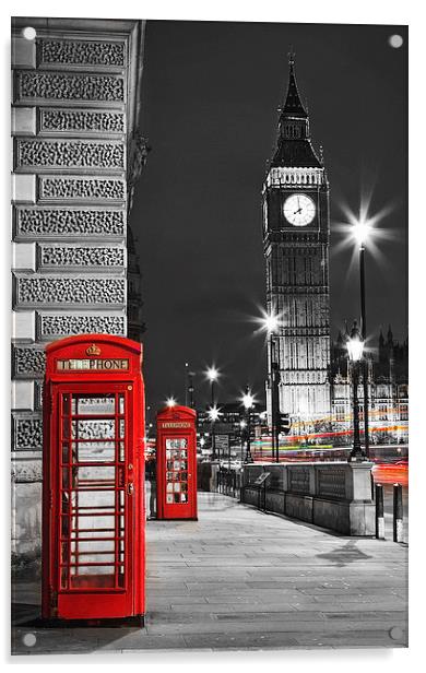 Londons Telephone Boxes Acrylic by Adam Payne