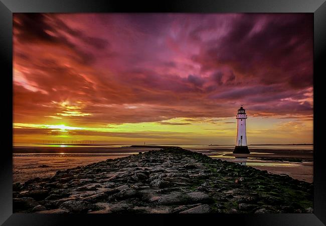 Sunset at Perch Rock Framed Print by Jed Pearson