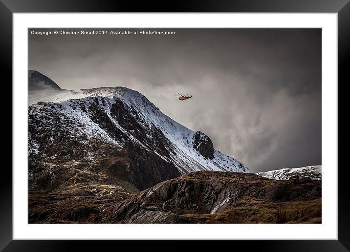 RAF Mountain Rescue in Snowdonia Framed Mounted Print by Christine Smart