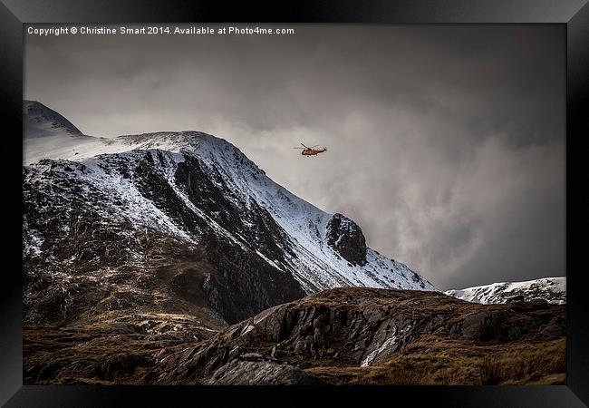 RAF Mountain Rescue in Snowdonia Framed Print by Christine Smart