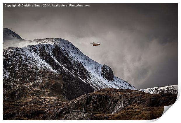 RAF Mountain Rescue in Snowdonia Print by Christine Smart