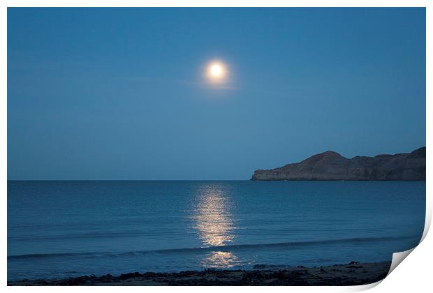 Runswick Bay Moonlight Print by Kris Armitage