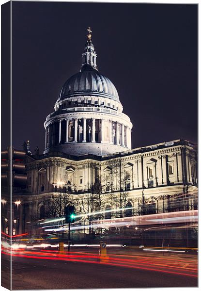 St Pauls Cathedral Light Streaks Canvas Print by Adam Payne