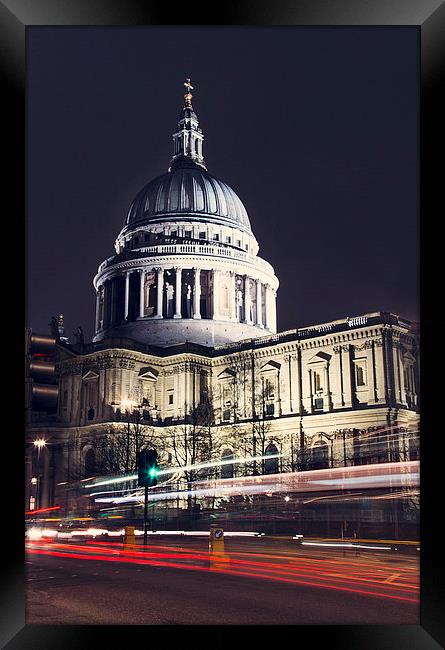 St Pauls Cathedral Light Streaks Framed Print by Adam Payne