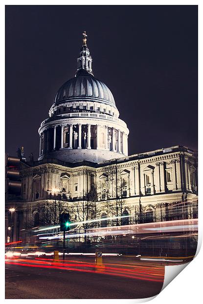 St Pauls Cathedral Light Streaks Print by Adam Payne