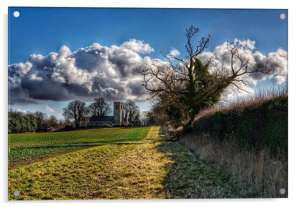 All Saints Church Fring Norfolk Acrylic by Gary Pearson