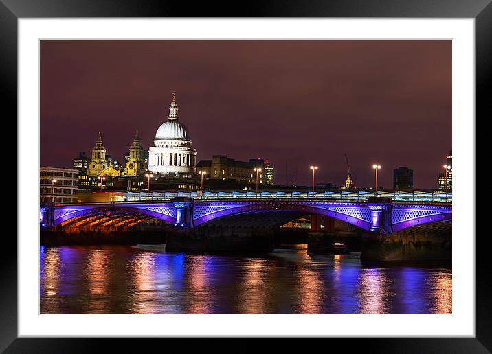 Illumination of St Pauls Cathedral Framed Mounted Print by Adam Payne