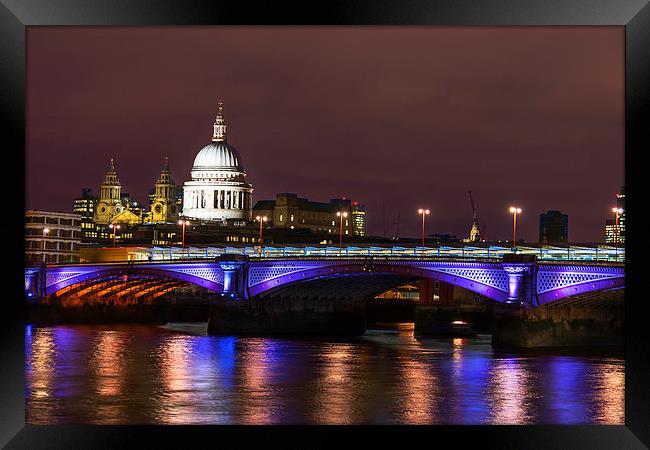 Illumination of St Pauls Cathedral Framed Print by Adam Payne