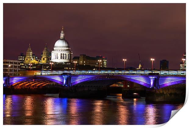 Illumination of St Pauls Cathedral Print by Adam Payne