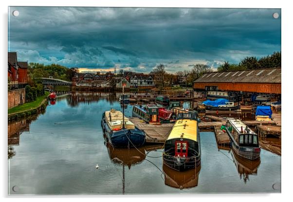The old Northwich Marina Acrylic by Mike Janik