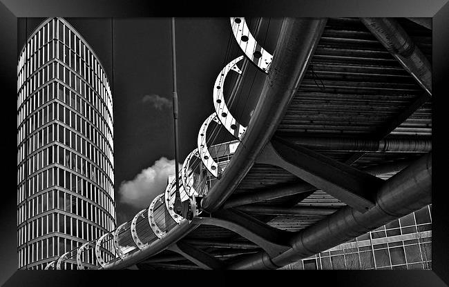 Under Metropolis Bridge Framed Print by Robin Chun