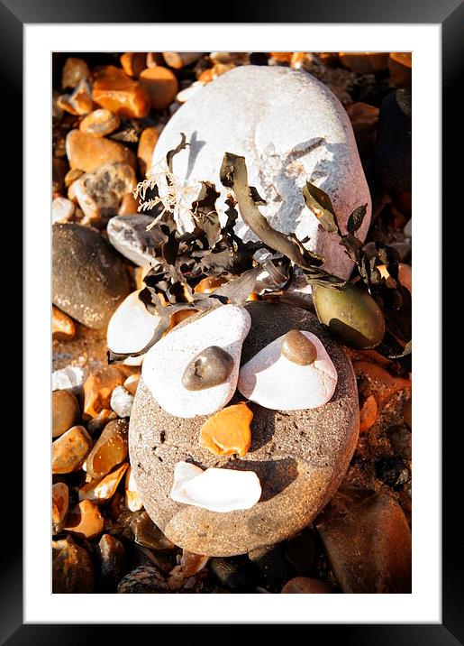 Funny Pebble Face Framed Mounted Print by Amy Lawson