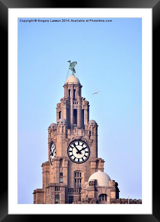 Liver Bird Building Framed Mounted Print by Gregory Lawson