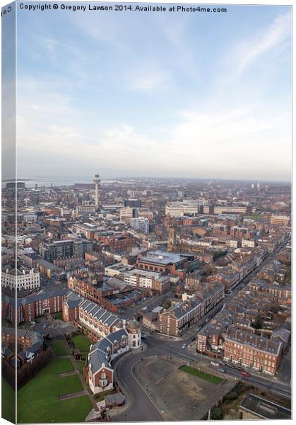Liverpool Skyline from Anglican Cathedral Canvas Print by Gregory Lawson