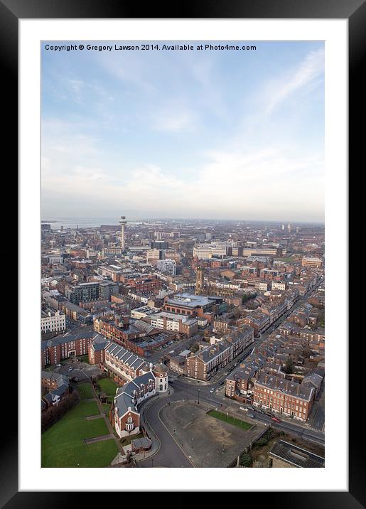 Liverpool Skyline from Anglican Cathedral Framed Mounted Print by Gregory Lawson
