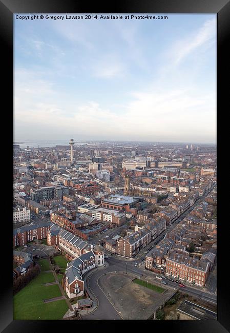 Liverpool Skyline from Anglican Cathedral Framed Print by Gregory Lawson