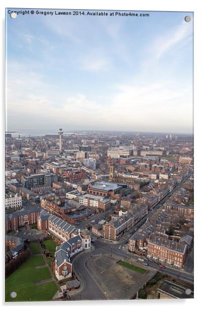 Liverpool Skyline from Anglican Cathedral Acrylic by Gregory Lawson