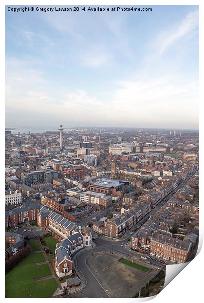 Liverpool Skyline from Anglican Cathedral Print by Gregory Lawson