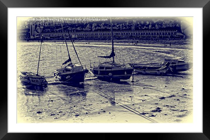 Beached Boats Blues Framed Mounted Print by Graham Beerling