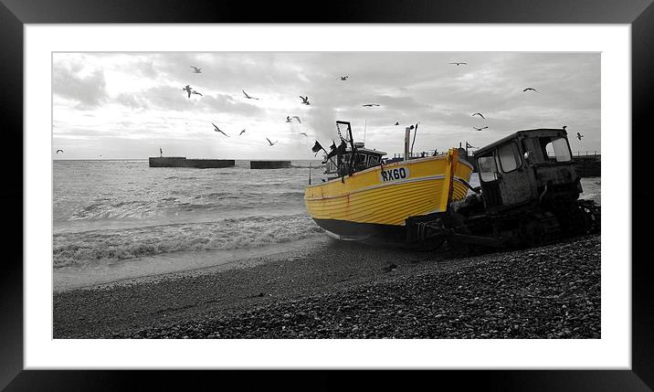 Yellow Boat Framed Mounted Print by Georgie Lilly