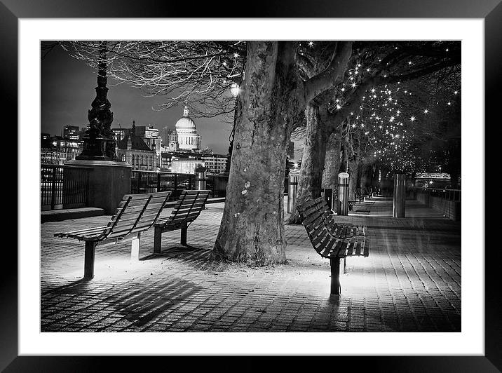 Illuminated River Thames Pathway Framed Mounted Print by Adam Payne