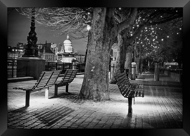 Illuminated River Thames Pathway Framed Print by Adam Payne