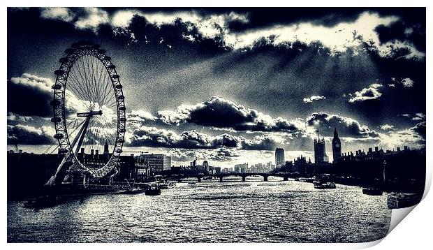 London Eye and Houses of Parliament Print by Scott Anderson