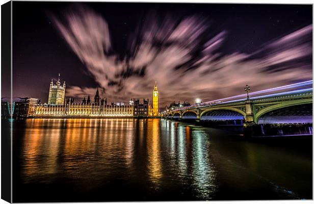 Parliament and Westminster by Night Canvas Print by Ian Collins