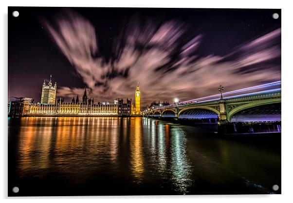 Parliament and Westminster by Night Acrylic by Ian Collins