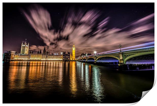 Parliament and Westminster by Night Print by Ian Collins