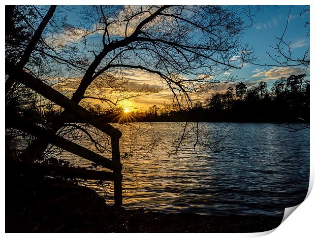Sunset behind the lake Print by Laco Hubaty