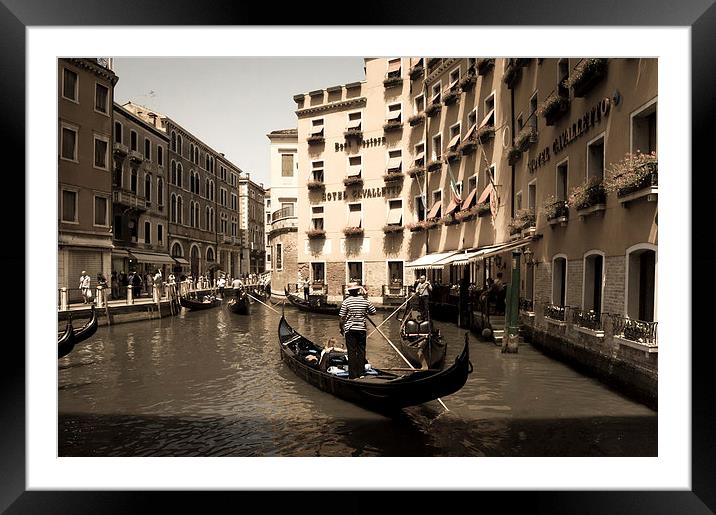 Venice canal gondolas Framed Mounted Print by Leighton Collins