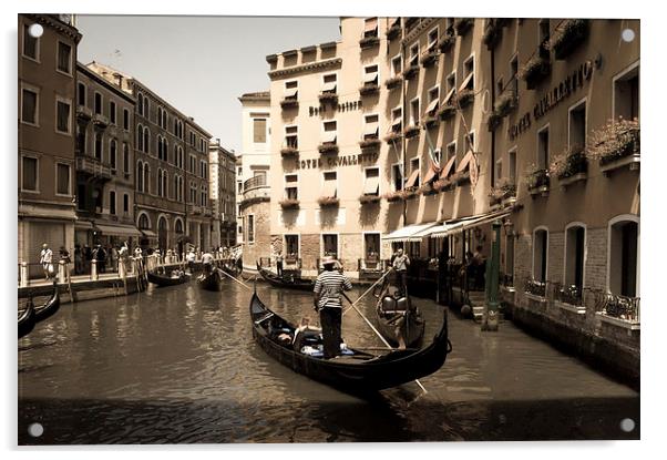 Venice canal gondolas Acrylic by Leighton Collins