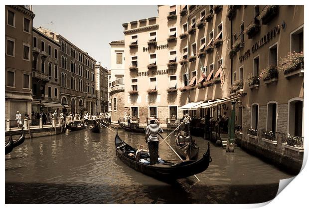 Venice canal gondolas Print by Leighton Collins