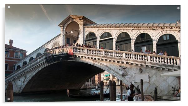 Rialto Bridge Venice Acrylic by Leighton Collins