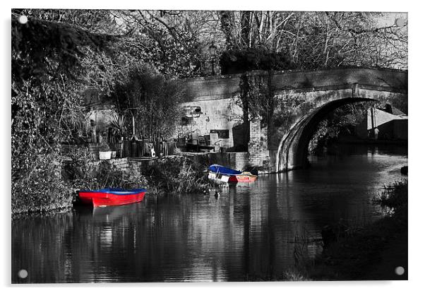 Colour Boats On The Stroud Water Canal Acrylic by Ben Kirby