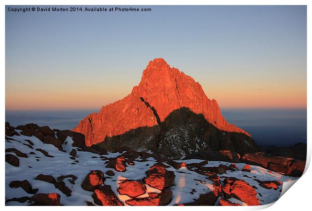 Mt Kenya at Sunrise Print by David Morton