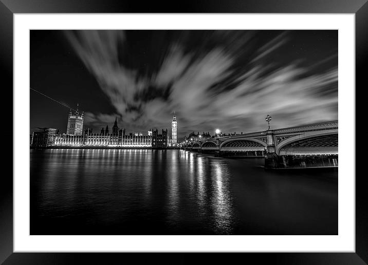 Parliament and Westminster Mono Framed Mounted Print by Ian Collins