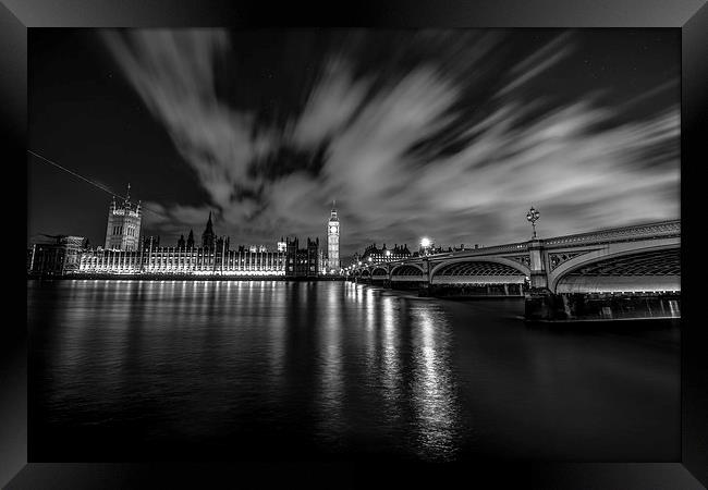 Parliament and Westminster Mono Framed Print by Ian Collins