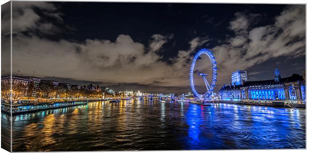 London Eye Panoramic Canvas Print by Ian Collins