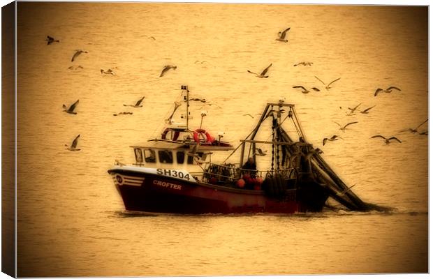 Red Fishing Boat Canvas Print by Bill Simpson