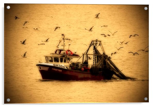 Red Fishing Boat Acrylic by Bill Simpson