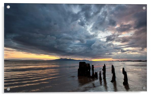 Moody Isle of Arran Sunset Acrylic by Robert Strachan