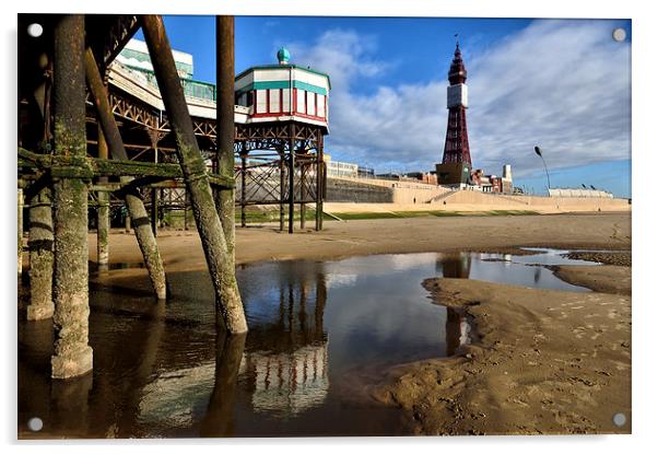 Blackpool Tower From Under North Pier Acrylic by Gary Kenyon