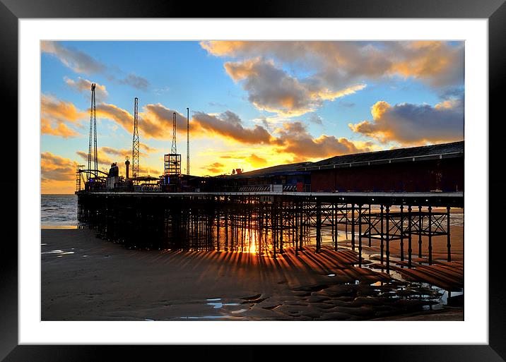 Suns Rays From Under South Pier - Blackpool Framed Mounted Print by Gary Kenyon