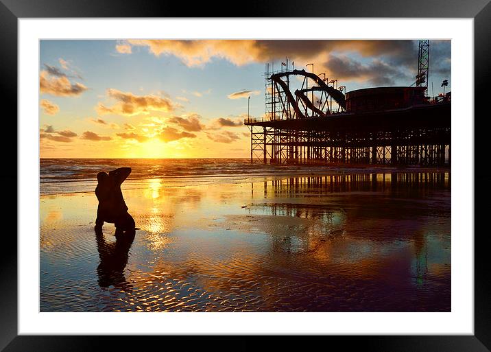 Sunset Photographer At South Pier Blackpool Framed Mounted Print by Gary Kenyon
