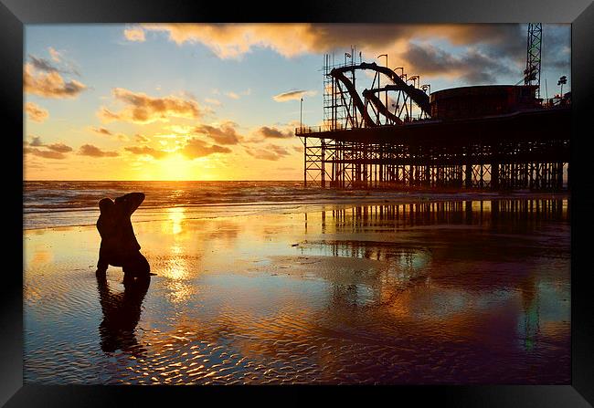 Sunset Photographer At South Pier Blackpool Framed Print by Gary Kenyon
