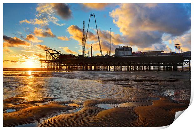 Blackpool Beachscape Print by Gary Kenyon